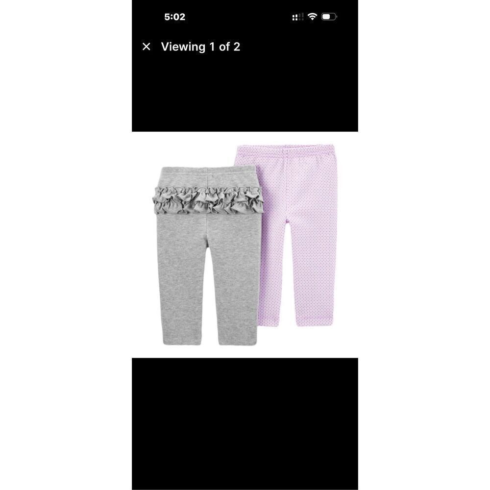1C. Carter's Child of Mine Baby Girl Pants, 2 Pack Newborn - Picture 5 of 6